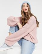 In The Style X Billie Faiers Balloon Sleeve Knitted Sweater In Pink