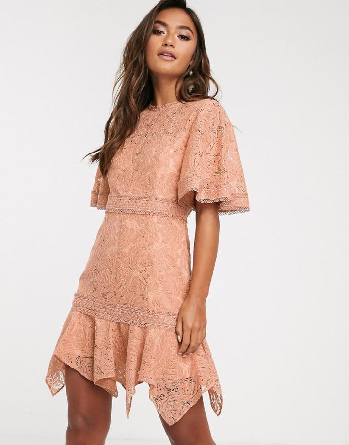 Keepsake Lonely Lace Mini Dress - Brown