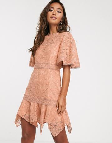 Keepsake Lonely Lace Mini Dress - Brown