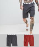 Asos Design Pyjama Shorts In Gray & Rusty Red 2 Pack - Multi