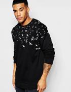 Asos Oversized Sweatshirt With Bird Print - Black