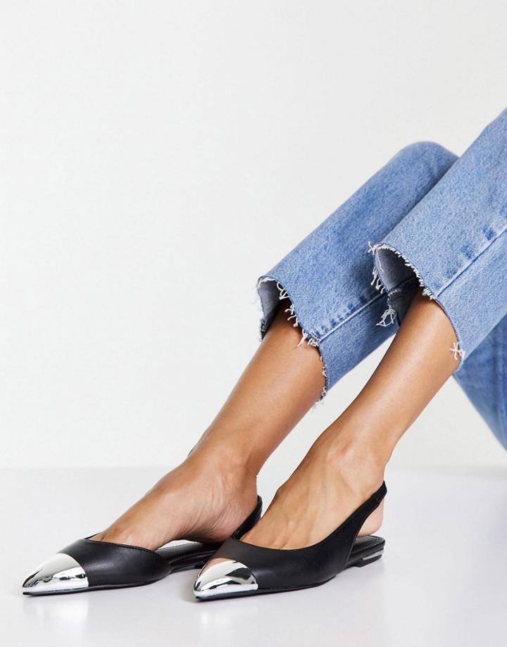 Asos Design Lynsey Slingback Ballet Flats In Black