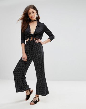 Rock & Religion Stardust Printed Flared Pants - Black