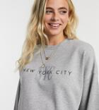 Asos Design Maternity Sweatshirt With Nyc Print In Gray Marl-grey
