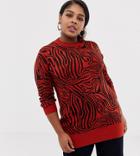 Junrose Tiger Printed High Neck Sweater - Multi