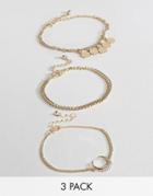 Missguided Horn Charm Anklet Multipack - Gold