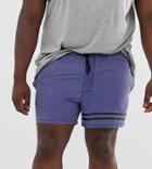 Asos Design Plus Swim Short In Blue Acid Wash With Leg Stripes Short Length - Blue