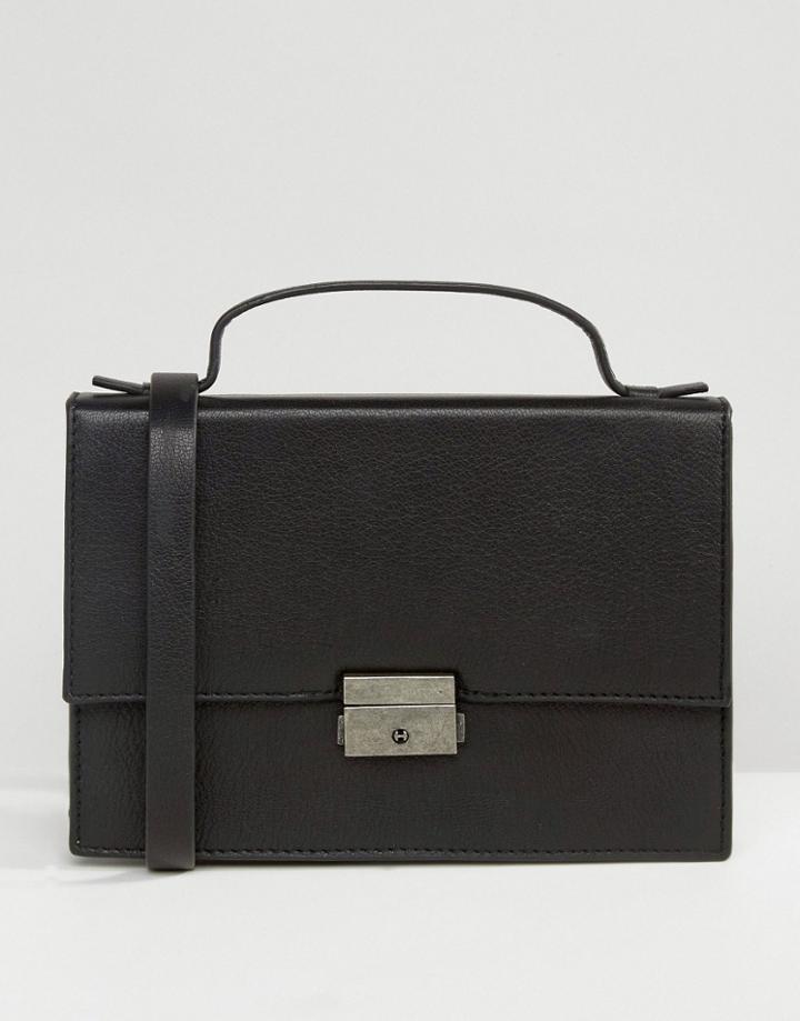 Selected Femme Leather Clutch Bag - Black