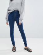 Noisy May High Waist Skinny Jean In Blue - Blue