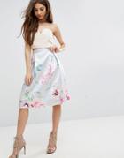 Lipsy Sateen Prom Skirt In Floral Print - Multi