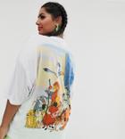Disney The Lion King X Asos Design Curve Oversized T-shirt With Iconic Character Back Print - White