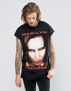 Asos Oversized Longline T-shirt With Vintage Marilyn Manson Print - Black