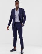 Moss London Slim Fit Suit Pants With Stretch In Navy