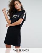 Fila Tall Hooded Laser Cut Dress With Logo And Tape Detail - Black