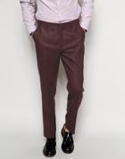 Asos Slim Fit Pants In Tweed - Burgundy