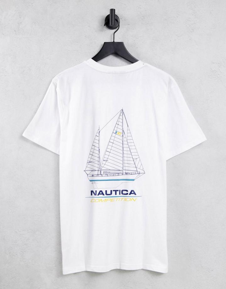 Nautica Competition Blueprint Back Print T-shirt In White