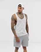 Asos Design Extreme Racer Back Tank In White Interest Fabric - White