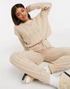 Brave Soul Kenton Cableknit Sweater And Sweatpants Tracksuit Set-brown