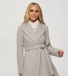 Miss Selfridge Petite Wrap Coat In Gray-grey