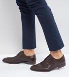 Asos Wide Fit Oxford Shoes In Brown Faux Leather With Emboss Detail - Brown