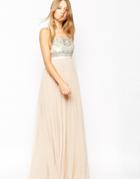 Needle & Thread Strappy Backless Tulle Embellished Maxi Dress - Rose Beige
