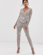 Asos Edition Embellished Fringe Jumpsuit-pink