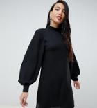 Asos Design Tall High Neck Mini Shift Dress-black