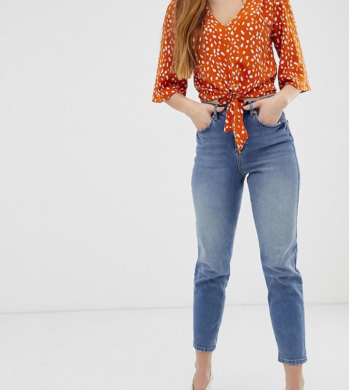 Miss Selfridge Mom Jeans In Mid Wash-blue