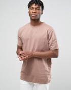 Asos Woven T-shirt In Slub Texture In Dusty Pink - Pink