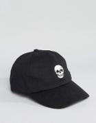 Reclaimed Vintage Skull Baseball Cap With Gothique Reverse Detail - Bl