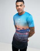 Hype T-shirt In Blue With Mountain Print - Blue