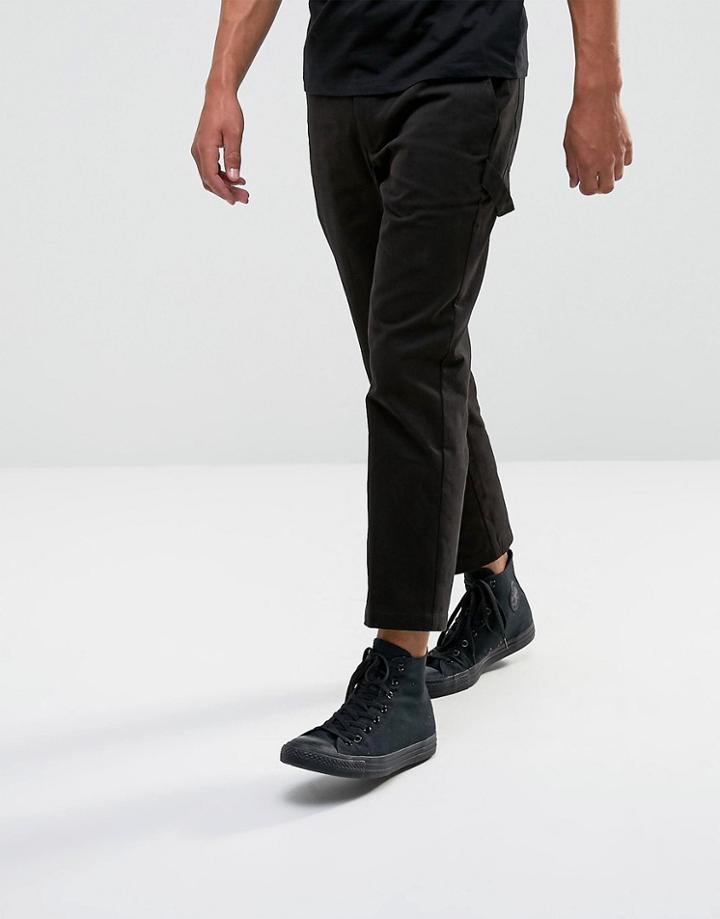 Allsaints Slim Fit Cropped Chino - Black