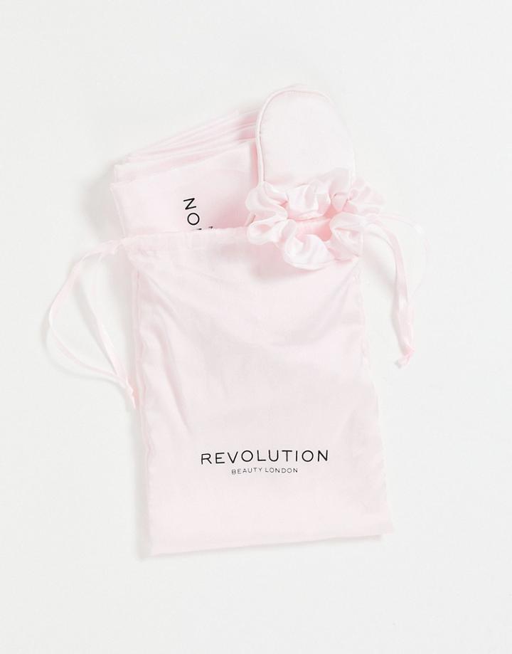 Revolution Hair The Beauty Sleep Satin Sleep Set Pink