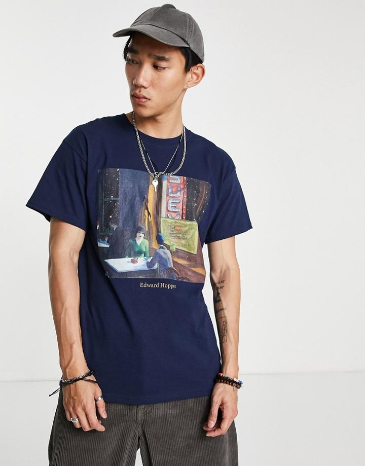 Vintage Supply Edward Hopper Back Print T-shirt In Blue-blues