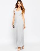 Elise Ryan Maxi Dress With Lace Sleeves - Berry