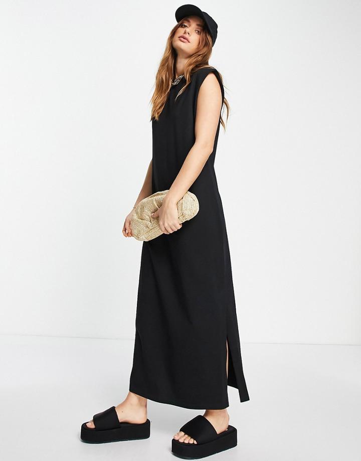 & Other Stories Cotton Tank Midi Dress In Black - Black