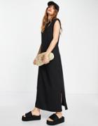 & Other Stories Cotton Tank Midi Dress In Black - Black