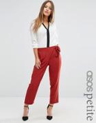 Asos Petite Woven Peg Pants With Wrap Tie - Pink