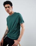 Brave Soul Double Striped Trim T-shirt - Green