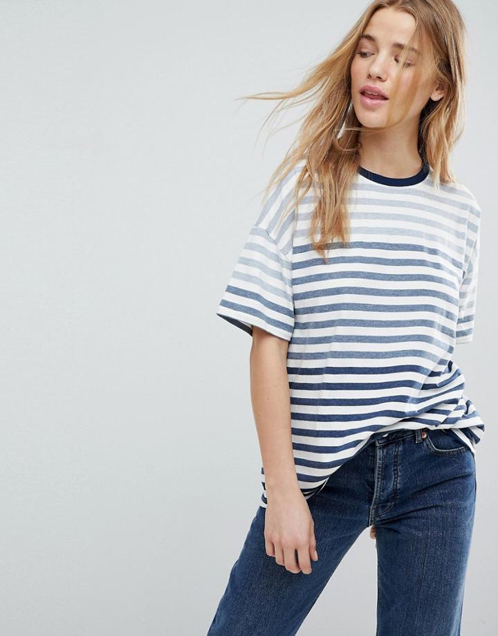 Asos Crew Neck T-shirt In Ombre Stripe - Multi