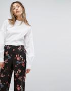 Gestuz Puff Sleeve Blouse With Shoulder Buttons - White