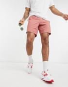 Asos Design Slim Shorts With Laid On Pockets In Washed Red