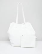 Asos Soft Shopper Bag With Removable Clutch - White