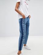 2nd Day Stripe Cropped Jeans - Blue