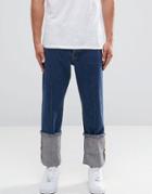 Asos Relaxed Jeans In Indigo With Pin Tuck Detail - Blue
