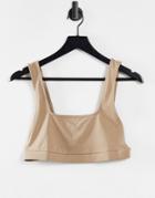 Asos Design Crop Top With Open Side In Taupe-brown