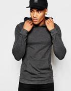 Asos Light Weight Jersey Extreme Muscle Hoodie In Charcoal - Charcoal