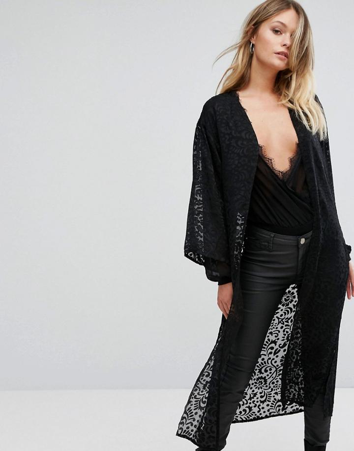 New Look Longline Kimono - Black