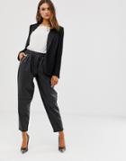 Asos Design Tapered Leather Look Pants-black