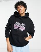 Asos Design Oversized Hoodie In Black With Front Print
